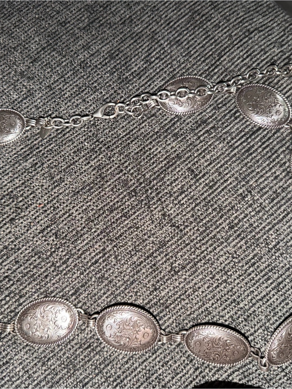 Tony Lama Silver Oval Engraved Medallion Necklace